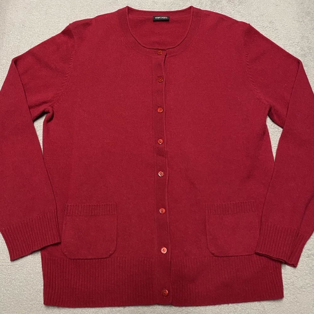 Gerry‎ Weber Sweater Womens 12 Red Wool Cashmere Cardigan Knit Luxury